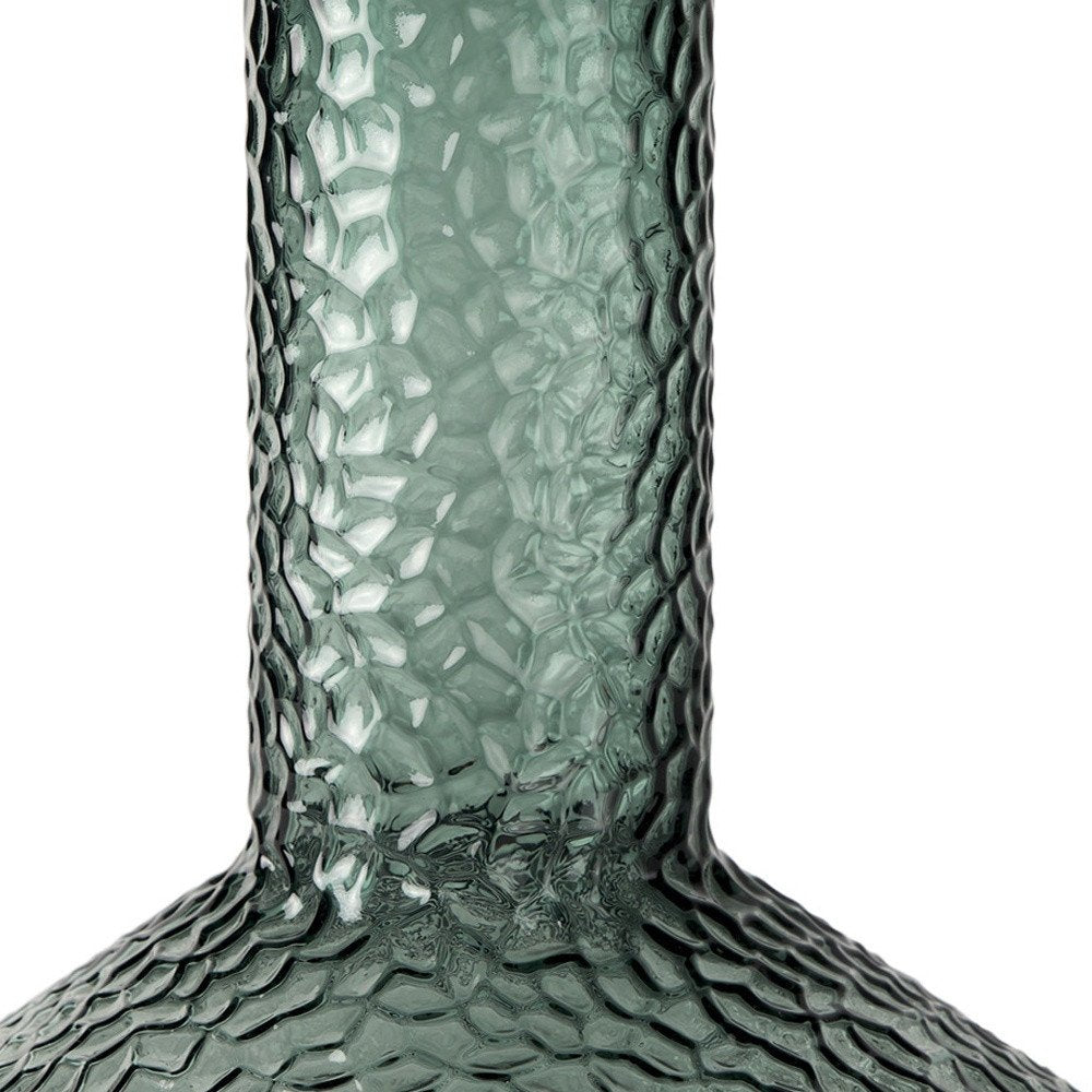 12" Green Faceted Glass Table Vase