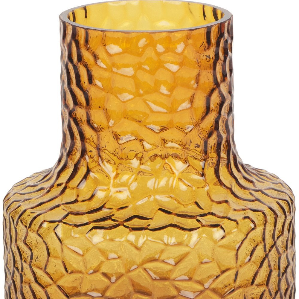 7" Amber Glass Faceted Table Vase