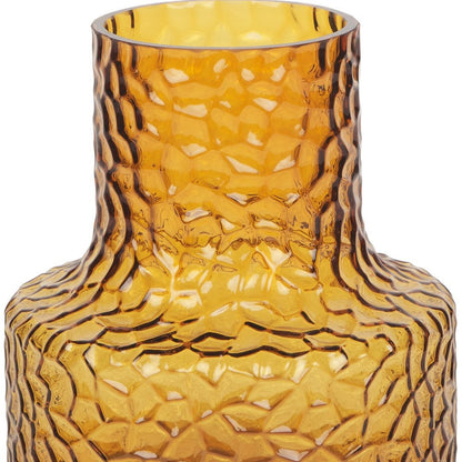 7" Amber Glass Faceted Table Vase
