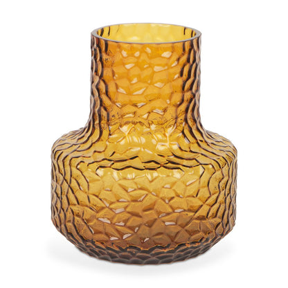 7" Amber Glass Faceted Table Vase
