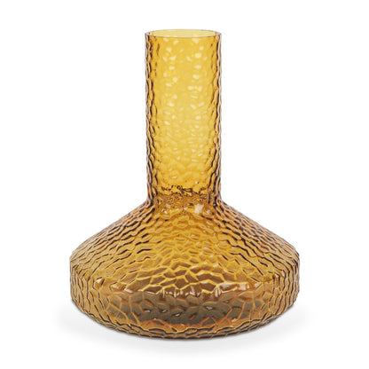 12" Amber Glass Faceted Table Vase