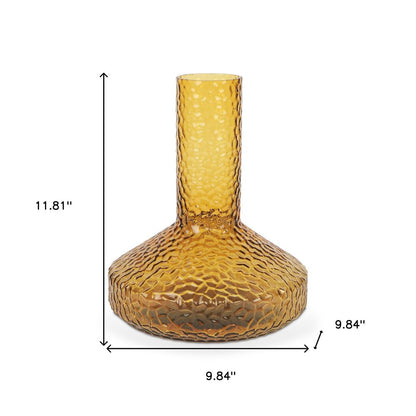 Amber glass faceted table vase, 12" tall.