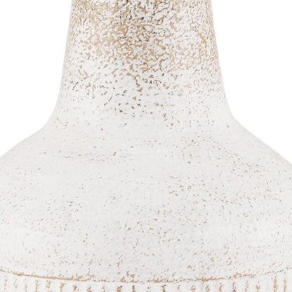 11" Off White And Natural Geometric Metal Cylinder Table Vase