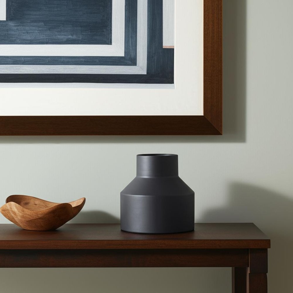 8" Black Tulip Metal Table Vase