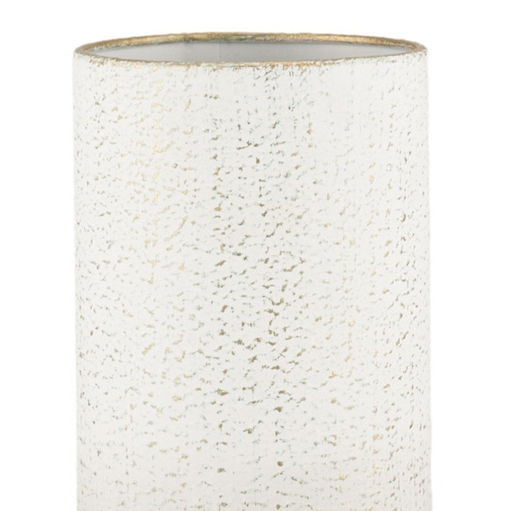 13" Off White And Gold Metal Cylinder Table Vase