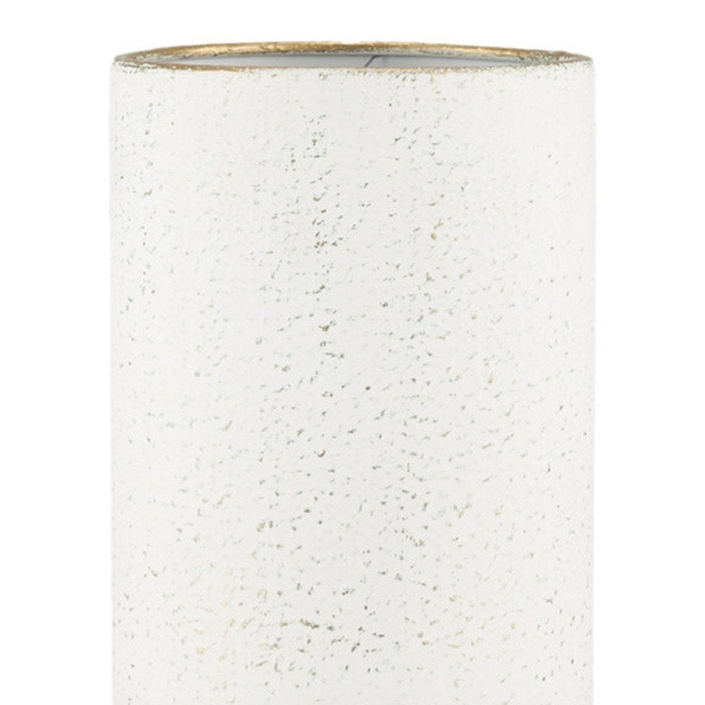 16" Off White And Gold Metal Cylinder Table Vase