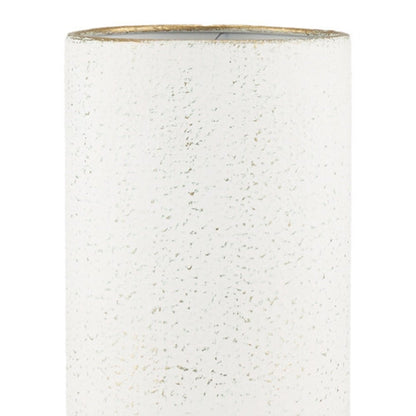 16" Off White And Gold Metal Cylinder Table Vase