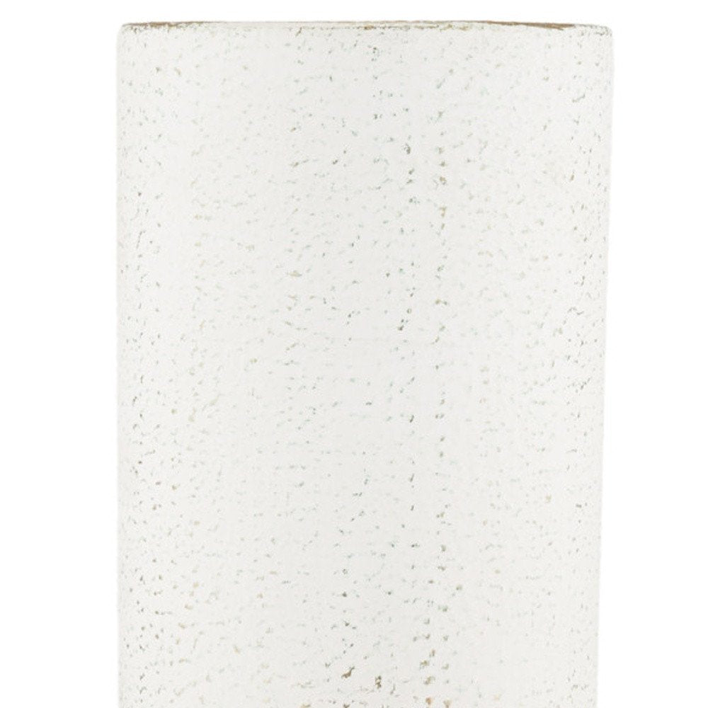 19" Off White And Gold Metal Cylinder Table Vase