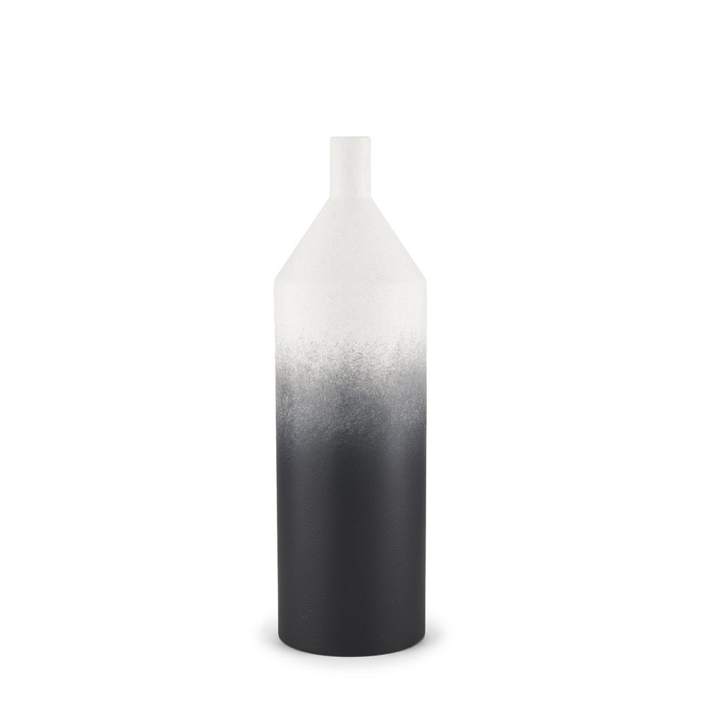 20" Black And White Ombre Metal Table Vase