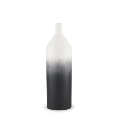 20" Black And White Ombre Metal Table Vase