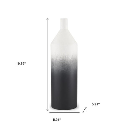 20" Black And White Ombre Metal Table Vase