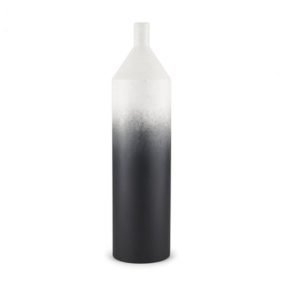 24" Black And White Ombre Metal Table Vase