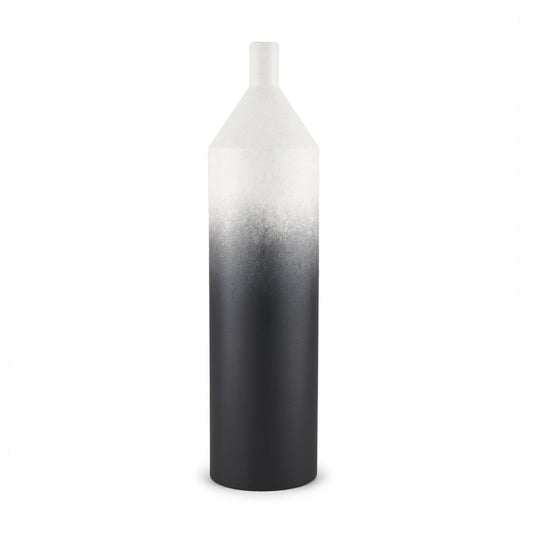 24" Black And White Ombre Metal Table Vase