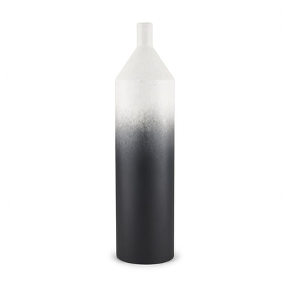 24" Black And White Ombre Metal Table Vase