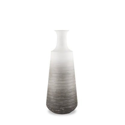 20-inch gray and white ombre metal table vase