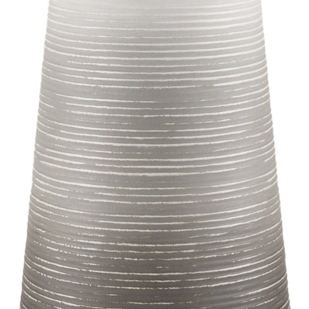 20" gray & white ombre metal table vase