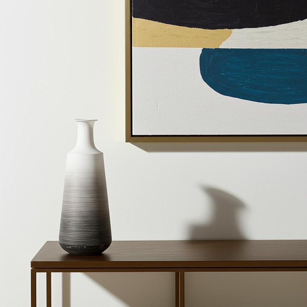 20" Gray And White Ombre Metal Table Vase