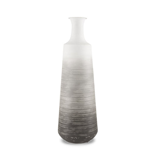 24" Gray And White Ombre Metal Table Vase