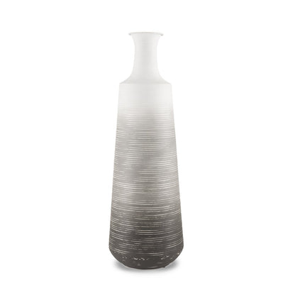 24" Gray And White Ombre Metal Table Vase