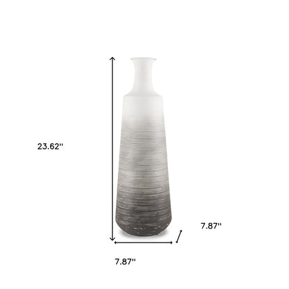 24" Gray And White Ombre Metal Table Vase