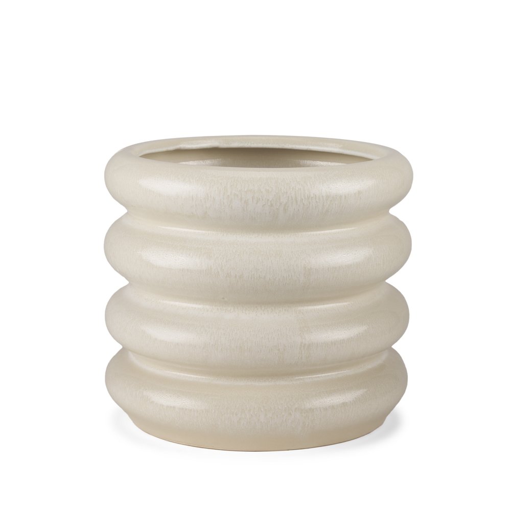 12" Cream Cylinder Ceramic Table Vase