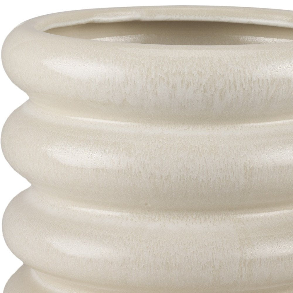 12" Cream Cylinder Ceramic Table Vase