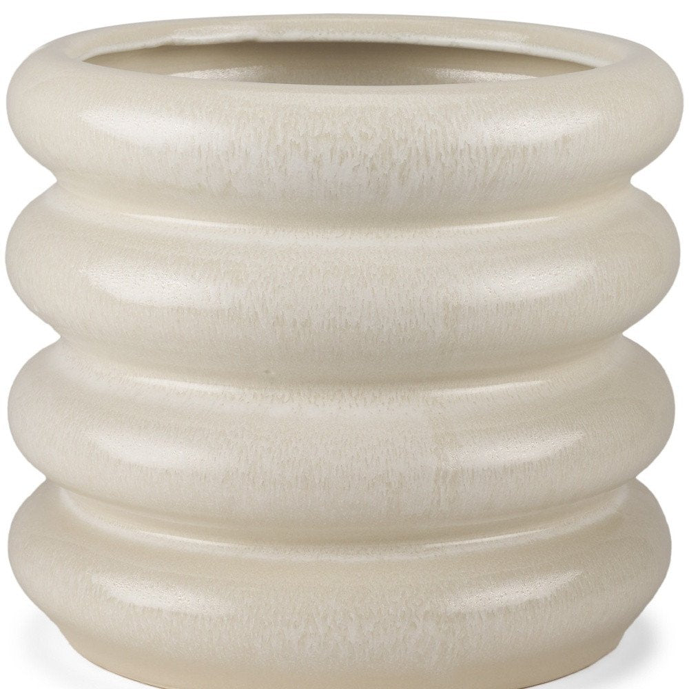 12" Cream Cylinder Ceramic Table Vase