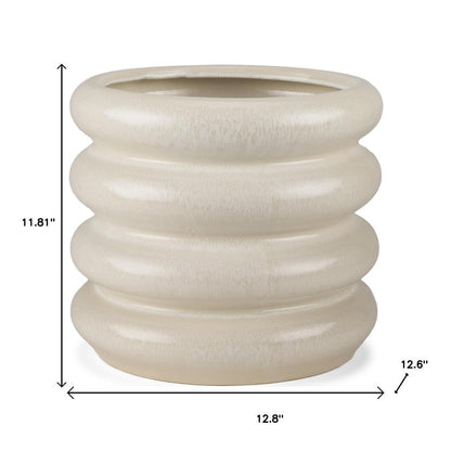 12" Cream Cylinder Ceramic Table Vase