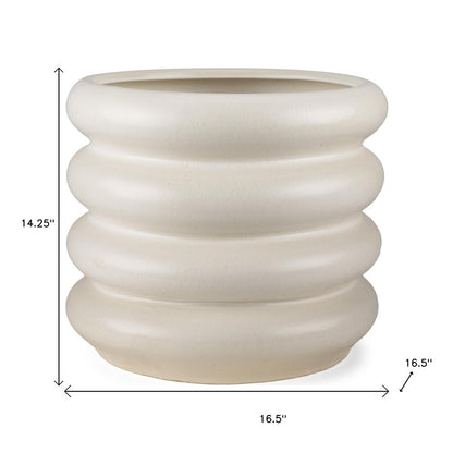 14" Cream Cylinder Ceramic Table Vase