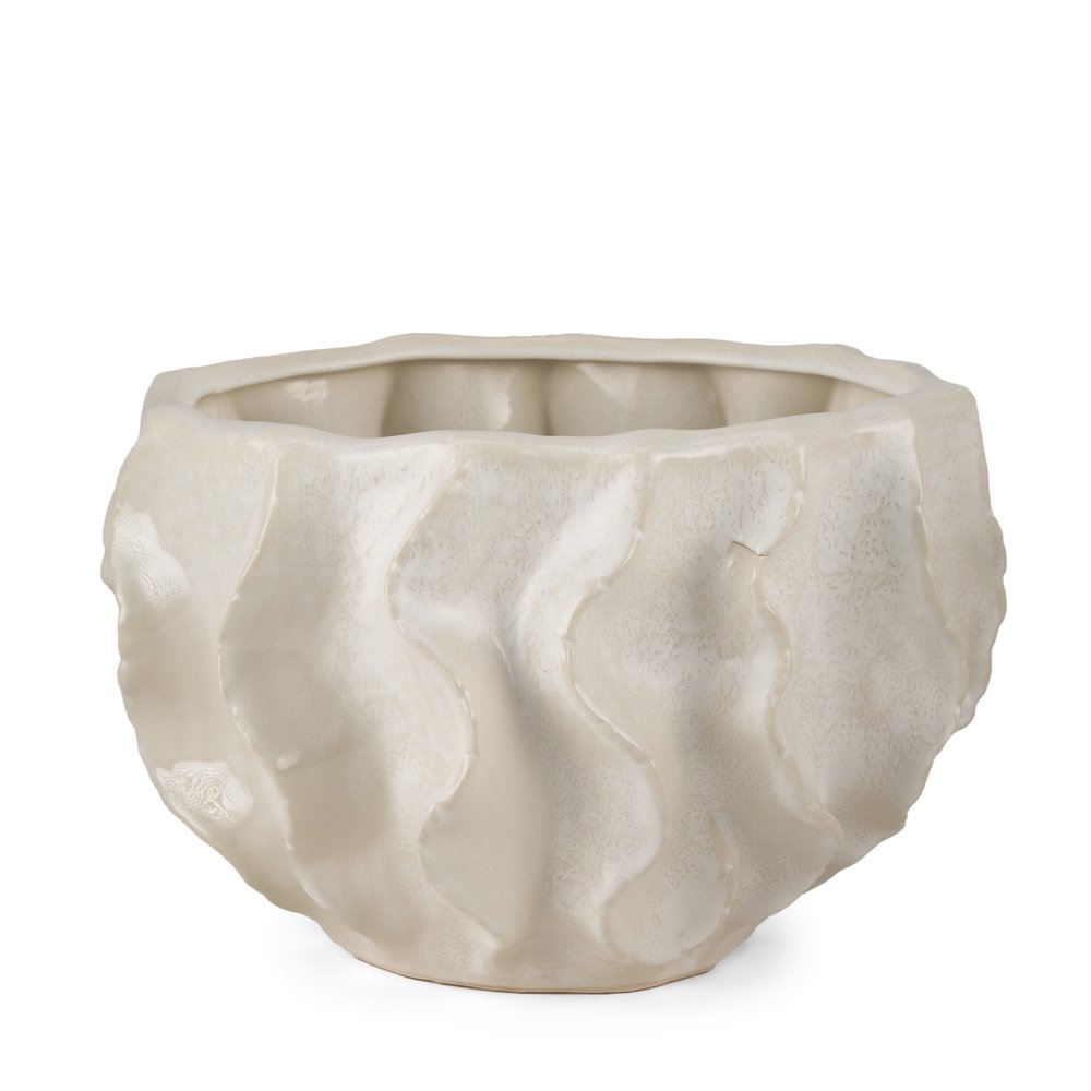 9" Cream Sculptural Ceramic Table Vase