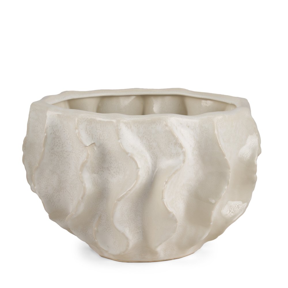 9" Cream Sculptural Ceramic Table Vase