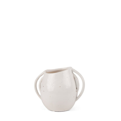 7" Cream Speckle Ceramic Amphora Table Vase