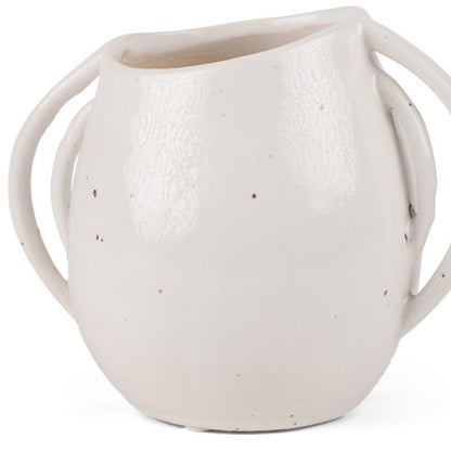 7" Cream Speckle Ceramic Amphora Table Vase