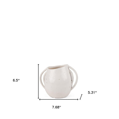 7" Cream Speckle Ceramic Amphora Table Vase