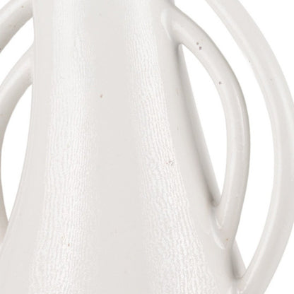 14" Off White Speckle Ceramic Amphora Table Vase