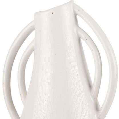 14" Off White Speckle Ceramic Amphora Table Vase