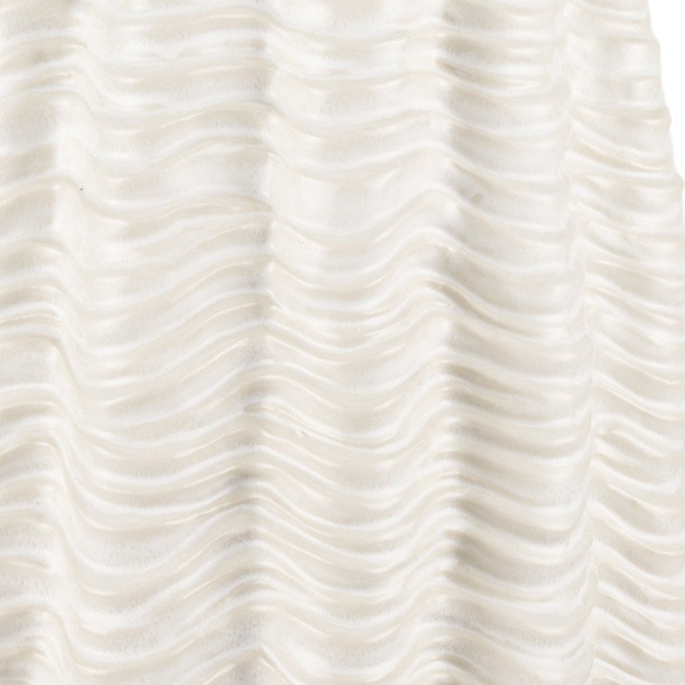 24" Cream Cylinder Ceramic Sculptural Waves Table Vase