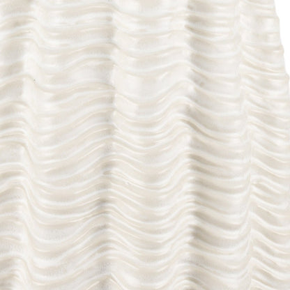 24" Cream Cylinder Ceramic Sculptural Waves Table Vase