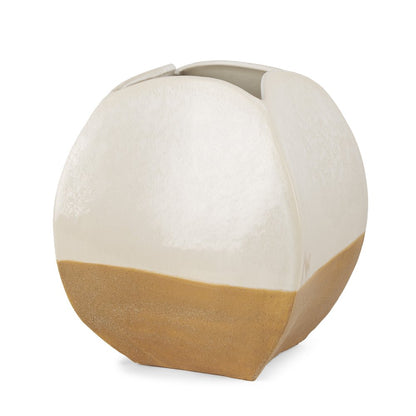 10" Beige And Cream Color Block Ceramic Table Vase