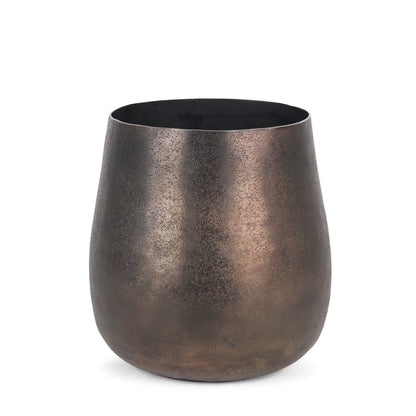 9" Antiqued Gold Aluminum Cylinder Table Vase