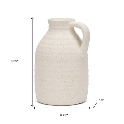 9" Off White Ceramic Jug Table Vase