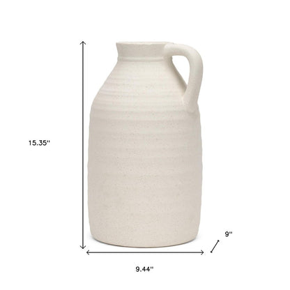 15" Off White Ceramic Jug Table Vase