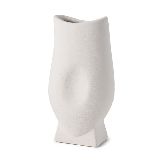 11" White Ceramic Sculptural Table Vase