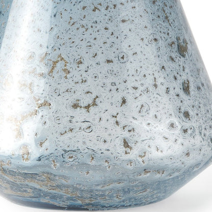 7" Blue Seeded Glass Round Table Vase