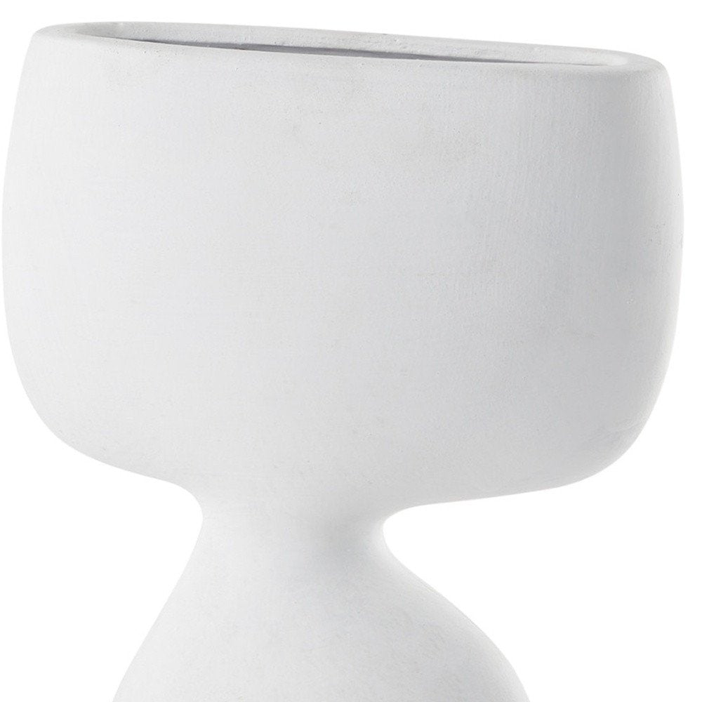 12" White Ceramic Sculptural Table Vase