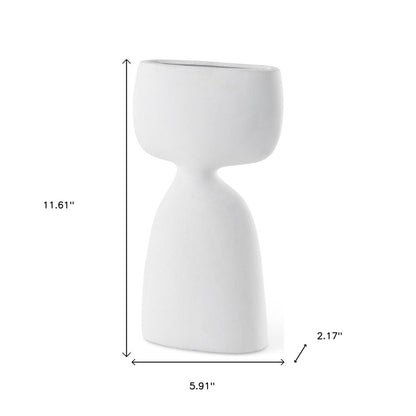 12" White Ceramic Sculptural Table Vase