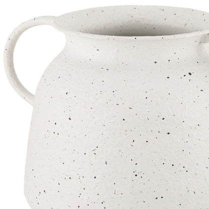 7" White Speckle Metal Amphora Table Vase