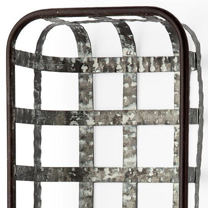 17" Black And Clear Glass Bottle And Metal Wall Vase