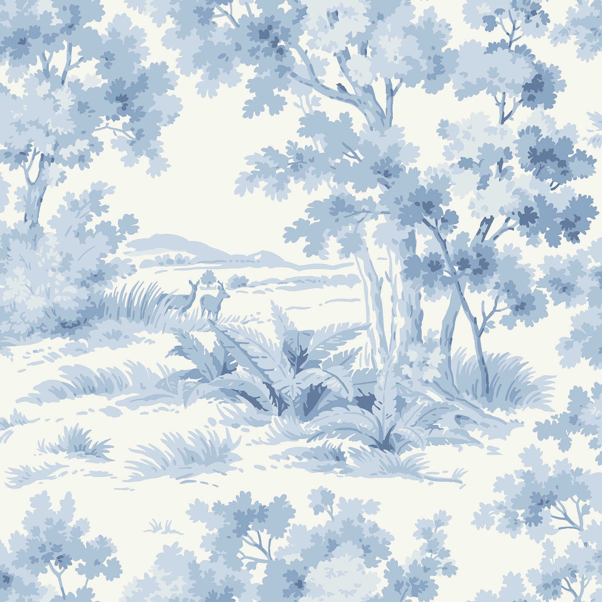SCHUMACHER  Borastapeter COUNTRYSIDE MORNING   BLUE , WHITE   - 6142