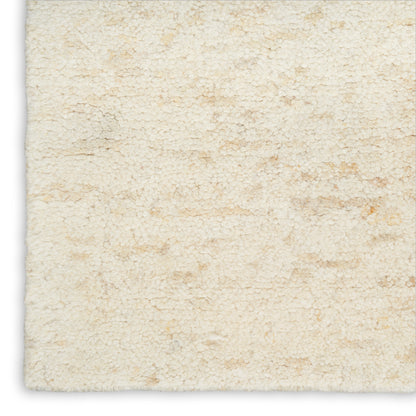 Cream textured area rug with a subtle speckled pattern; neutral modern rug, 10' x 14'.